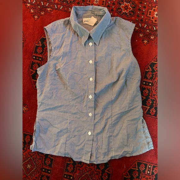Navy and White Plaid Button UP Tank - Picture 1 of 1